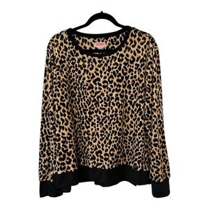 Kate Spade Velour Leopard Print Long Sleeves Lounge Top Women’s Size XL